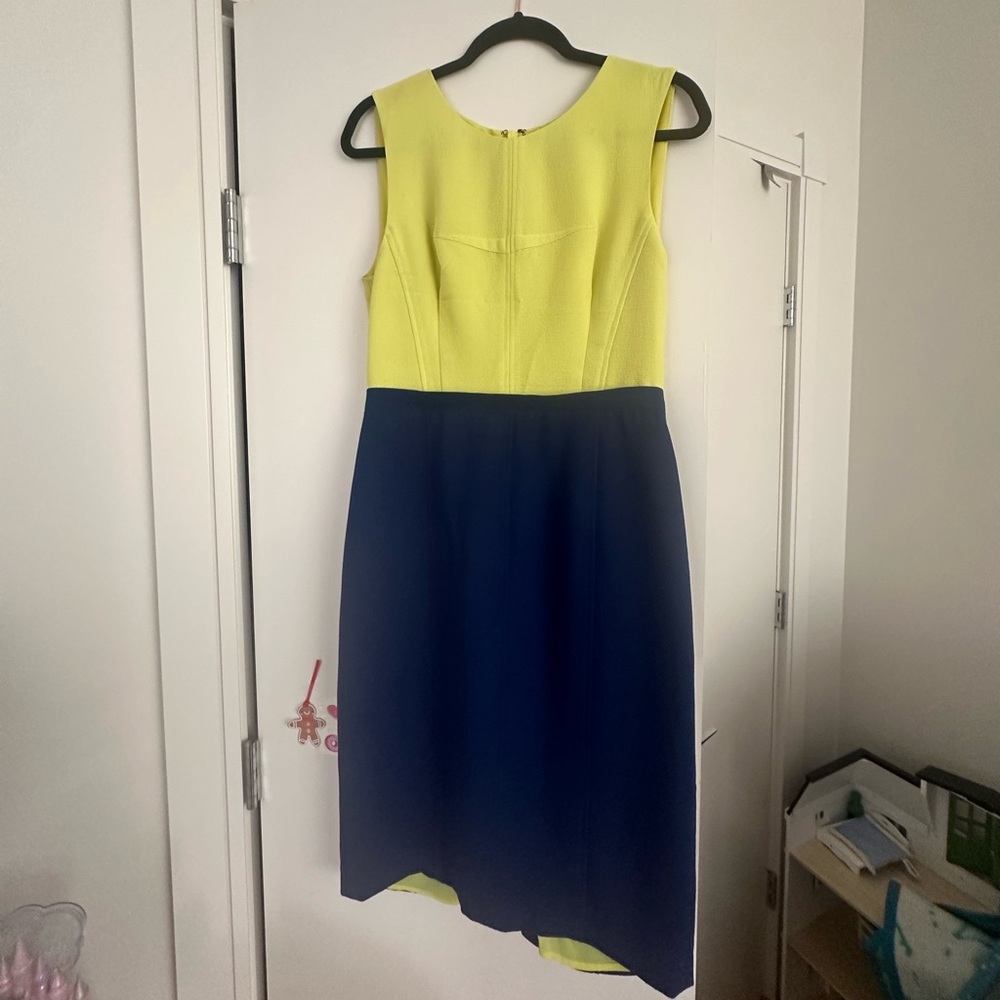 Bcbg work dress neon green and blue